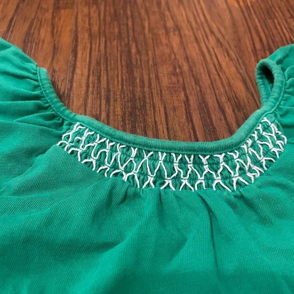 Janie & Jack Green Flutter Sleeve Tank Top, Size 4, Smocked, Buttons, Girl - Picture 4 of 5